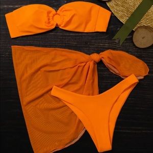 3 pc orange bikini set